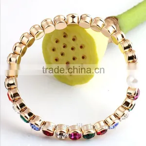 New Rose Gold Plated Colourful Diamond Austria Rhinestone Pearl Bangle Bracelet thumbnail-3