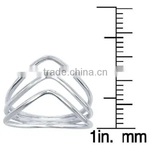 Low Price and MOQ 925 Sterling Silver Triple-band Curved Finger Ring thumbnail-2