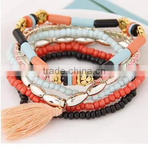>>New Design Colorful Multi Layer Tassel Bead Bracelets / thumbnail-4
