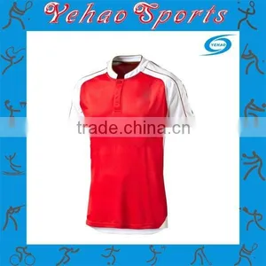 Red White Soccer Jersey With a Button thumbnail-1