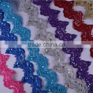 Pearl Beaded & Sequin Bridal ~ Lace Embroidered Lace Various Color Wide:6cm in Stock thumbnail-1