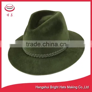 Green or Mix Green Wool Felt Fedora Hats thumbnail-2