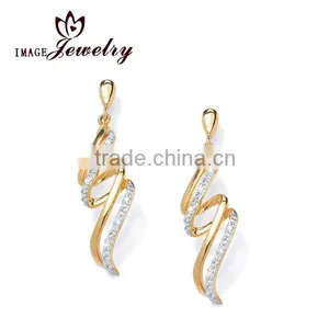 Beautiful Designed Earrings Gold Over Silver Diamond Accent Ribbon Dangle Earrings thumbnail-1