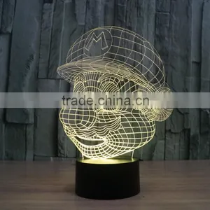 Novelty Super Mario Shape 3D Illusion Led Night Light Cartoon Atmosphere Switch ABS Led Bulbs Lamb With 7 Color Light thumbnail-1