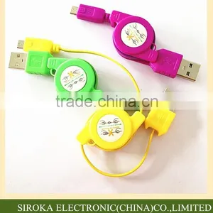 USB 2.0 5pin Micro Usb Charging Cable With Retractable Sync Transfer Cable for Mobile Cellphone thumbnail-4