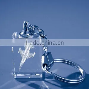 Wholesale 3d Laser Engraved Crystal Cube Glass Block 3d Engraving Airplane Key Chain for Gifts Souvenirs thumbnail-1