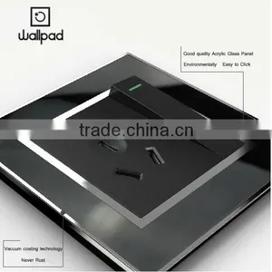 New Design Wallpad Black Waterproof Acrylic Glass 110~250V 1Gang Switch and Electric 3 Pin Austrilia Wall Socket thumbnail-4