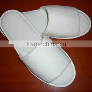 White Hotel Slippers/ Spa Slippers/open Toe Velvet Slippers for Hotel thumbnail-1