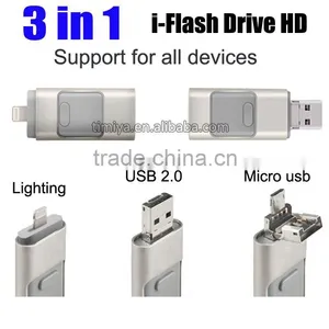 3in1 Mobile IFlash Driver Micro Usb/ 8Pin USB 2.0 I-Flash Driver for IPhone for Android Smartphones From Timiya thumbnail-1