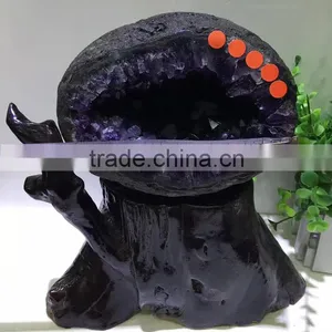 3.5kg Natural Brazil Dark Purple Amethyst Geodes for Decoration thumbnail-4