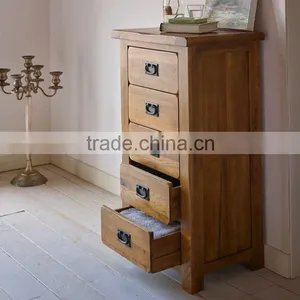 Rustic Style Antique Retro Solid Oak Wood 5 Drawers Wellington thumbnail-5