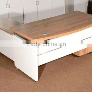 HC-M007 White L Shape Luxury Wooden Office Desk With Drawers thumbnail-1