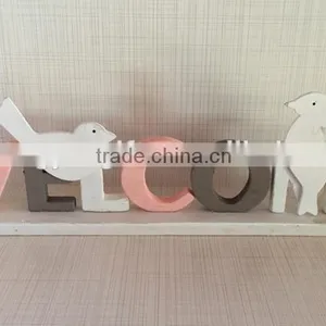 Wooden "Welcome" Letter Decoration ,goods Promotion Accessories Gifts in Window.wooden Home Decorative Items thumbnail-1