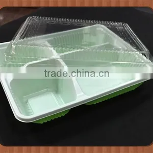 Universal Green and White PP Plastic Blister Food Tray With Clear Cover,disposable Food Container thumbnail-1