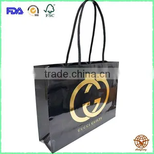 Glossy Laminated Black Paper Gift Bag, Eco-friendly Craft Paper Bag thumbnail-1