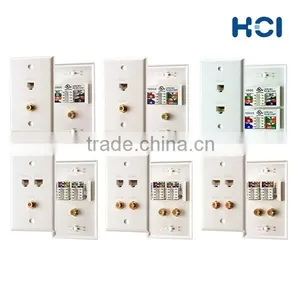US Type 2 Port TV and RJ45 8P6C Voice Faceplate thumbnail-3