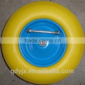 Manufacturer Supply PU Foam Wheel For Wheelbarrow/4.00-8 Flat Free Wheel Uesd for Trolley/hand Truck thumbnail-5