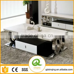 C363 Modern Style Living Room Furniture Marble Top Wood Coffee Table thumbnail-1