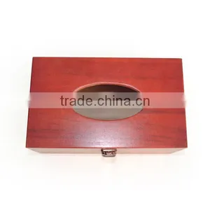 Natural Redwood Napkin Tissue Box Holder, Wholesale Retro Bronze Buckle Packaging Box thumbnail-4