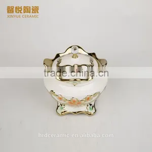 Wholesale High Quality Golden Ashtrey, Porcelain Astray With Lid thumbnail-1