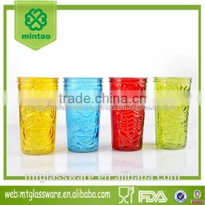 4colorful Glass Machine Made Wall Etched Mason Jars or Storage Jars thumbnail-1