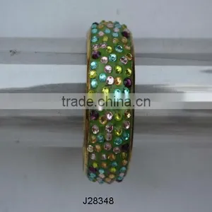 Green Shrinkle Mosaic Bracelet on Brass Base thumbnail-1