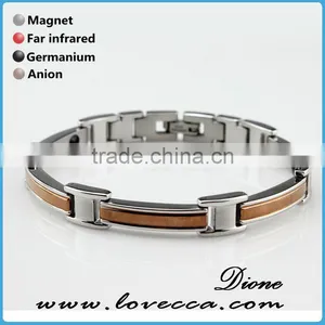 In Stock Stainless Steel Energy Jewelry Double Row Energy Element Silver Gold Plating Bio Magnetic Bracelet thumbnail-2