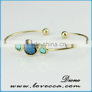Women Expandable Brass Bangle Adjustable Birth Stone Bracelet thumbnail-2