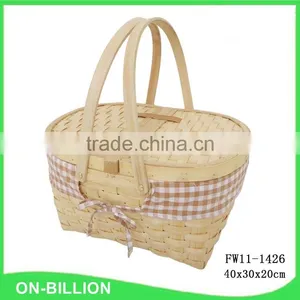 Cheap Wood Chip Empty Picnic Basket thumbnail-1