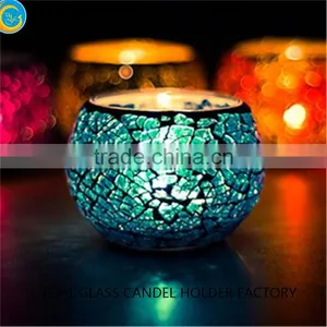Pink Handmade Glass Mosaic Candle Holder thumbnail-3