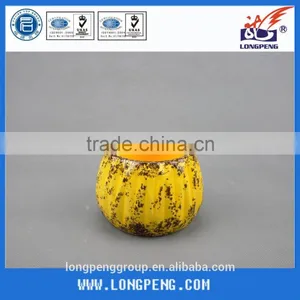 Home Decorative Table Top Elegant Yellow Glzaed Ceramic Tealight Candle Holders With Distressed Finish thumbnail-2