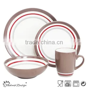 16pcs for 4person Solid Color With Circle Grace Designs Ceramic Dinnerware Set thumbnail-3
