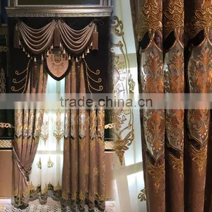 JX-869 Momoda Luxury Home Decorations French Retro Antique Curtain With Sheers and Valance Arabian Coffee Color Curtain Fabric thumbnail-1