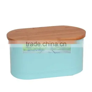 Metal Bread Bin With Bamboo Lid thumbnail-1