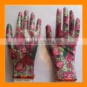 Women's Nitrile Garden Work Gloves Assorted Colors Flat Nitrile Coated Garden Glove thumbnail-5