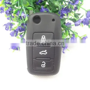 Black Silicone Key Case for Volkswagen 3 Buttons thumbnail-1