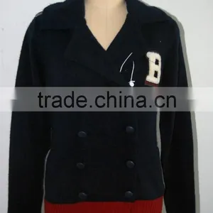 Double-breasted Woollen Cardigan With Needlework Logo as Requirement thumbnail-1