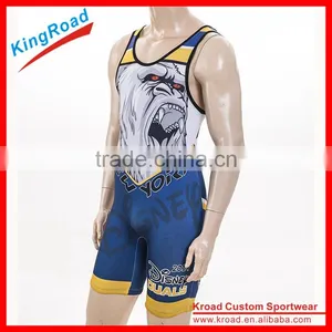 Full Digital Sublimation Wrestling Singlets/gym Singlet Made of Spandex Fabric/men's Sports Singlet thumbnail-2