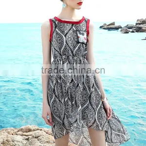 Maxnegio Long Dress Chiffon New Style Irregular Hem Chiffon Beach Dress thumbnail-2