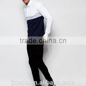 Color Block Long Sleeve 100% Cotton Rugby Polo Shirt, Men Sports Team Wear Custom thumbnail-4