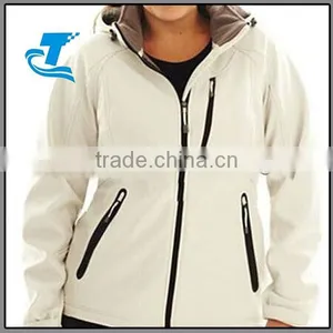 Winter Hooded White Women Softshell Jacket thumbnail-1