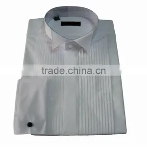 T/C 65/35 White Wing Collar Tuxedo Dress Shirt thumbnail-1