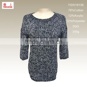 YSW16139 Lady Sweater 76%Cotton 12%Polyester 12%Acrylic Winter Sweater,3GG,240g thumbnail-1