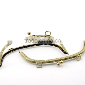 1PC Antique Bronze Bead Purse Bag Metal Arch Frame Kiss Clasp Lock 25.5x11cm(10"x4 3/8"),Fashion thumbnail-1