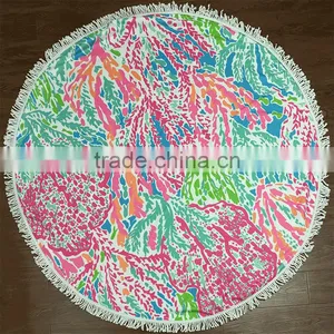 Microfiber Reactive Screen Print Round Beach Blanket thumbnail-1