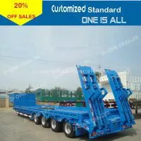China Heavy Duty 3 Axles 30ton to 60ton Low Bed Truck Semi Trailer thumbnail-2