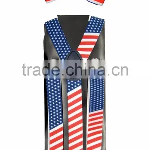 Men Women America USA Flag Braces Bowtie Set Adult Bow Tie & Suspender Set thumbnail-4
