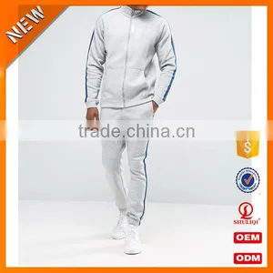 High Quality Sportswear Men All Cotton Tracksuit Wholesale / Grey and Black Men Tracksuit Custom With Hot Market H-2151 thumbnail-1