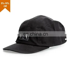 Canvas 5 Panel Hat With Leather Patch thumbnail-1