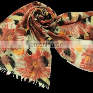 AZO FREE & COLOR FAST 100% MERINO WOOL PRINTED JACQUARD SCARF FOR RETAIL / WHOLESALE / PROMOTION thumbnail-4